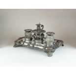 An impressive William IV silver inkstand