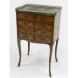 A 19th century, Louis XV style, walnut marquetry and brass mounted petite commode, the rectangular