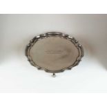 A silver presentation salver