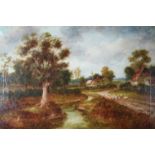 British School (19th Century), Sheep on a Country Track oil on canvas