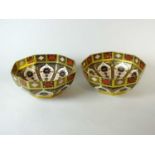 A pair of large Royal Crown Derby imari octagonal bowls