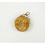 A Victoria young head sovereign pendant