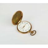 A yellow metal full hunter pocket watch