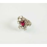 A ruby and diamond dress ring