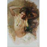 Luis Royo (Spanish Contemporary) La Cinta Amarilla oil on board