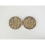 Two Edward VII half crowns