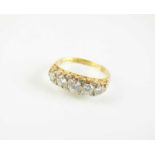 A Victorian style 18ct gold five stone diamond ring