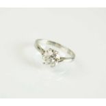 A platinum single stone diamond ring