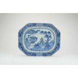 Three Chinese blue and white oval platters, 18th century