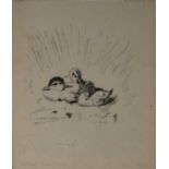 Wilfred Owen (British 1893-1918), Ink Sketch of Three Ducklings