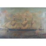 British School (19th Century) HMS Cormorant, Sloop in Coastal Waters Oil on canvas