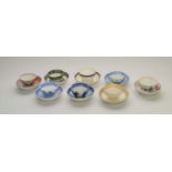 Sixteen English tea bowls and saucers, late 18th/early 19th century