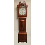 A 19th century mahogany longcase clock, the painted dial detailed with Cottars Saturday Night,