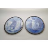 A pair of late Victorian oval plaques, probably Doulton Burslem