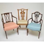 Two mahogany armchairs and a single dining chair, 19th century and later.