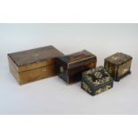 A small 19th century coromandel veneered sarcophagus shaped tea caddy, with hinged cover and