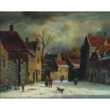 Gerard Meijer (Dutch School 19th Century), Winter Street Scene