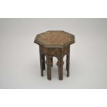 An early 20th century Kashmiri painted lacquer occasional table, in the Moorish taste, with a