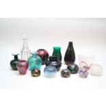 A collection of studio and other glassware, including John Ditchfield
