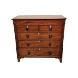 A large 19th century mahogany chest of two short and three long drawers, with an over-hanging top