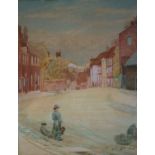 Fred Kerly (British School), Watercolour of a Ludlow Street Scene