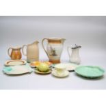 A group of Art Deco and mid-20th century English ceramics comprising Shelley, examples including a