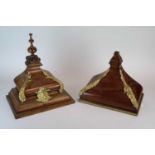 Two 19th century wall brackets, one in mahogany, 27cm high, 36 x 20cm, the other in oak, 39cm