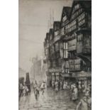 Terence H Lambert (British b.1891), Etching of a Busy City Scene