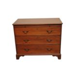 A late Victorian / Edwardian mahogany chest of three long graduated drawers, fitted throughout