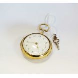 A George III silver gilt pair cased fusee pocket watch