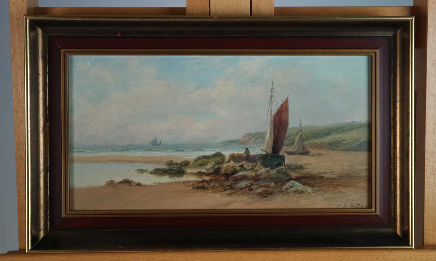 Frank Rawlings Offer (British 1847-1932), Sailboats on a Beach - Image 2 of 2