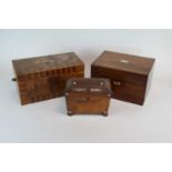 A 19th century rosewood veneered jewellery / work box, containing a large collection of modern
