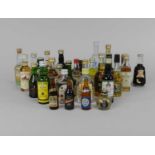 A quantity of miniatures including whisky and other beverages, including Bowmore, Glenlivet,