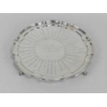 A presentation silver salver