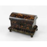 A 19th Century tortoiseshell jewel casket, of dome-topped form, 22cm wide.