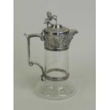 An Elkington & Co silver plated mounted glass claret jug
