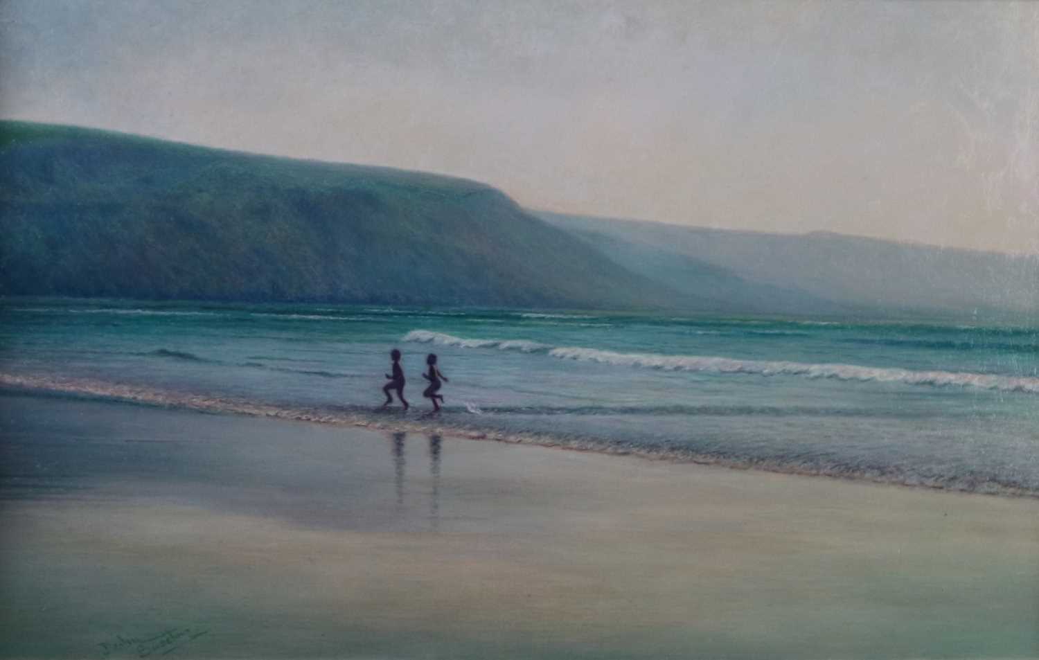 Denby Sweeting (British 1936-2020), Children Playing in the Surf