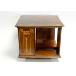 An Edwardian inlaid, mahogany Art Nouveau style, table top revolving bookcase, 36.5cm wide