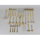 A cased set of Solingen gold plated cutlery