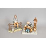 A Capodmonte figure of a 'Watchmaker' and a man on a fence