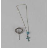 A 19th century turquoise set crucifix pendant