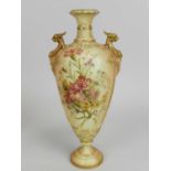Royal Worcester twin-handled blush ivory vase