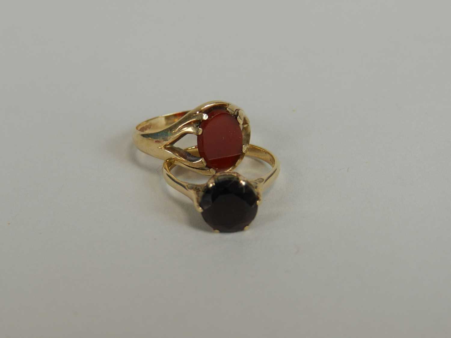 Two 9ct gold stone set rings