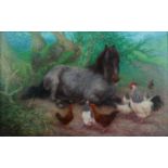 Denby Sweeting (British 1936-2020), Pony and Hens