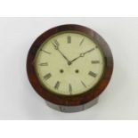 A 19th centure mahogany veneered wall clock, with an 8-day, twin-drum movement and 10" painted dial,