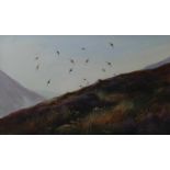 Berrisford Hill (British 20th Century), Birds flying over heather topped hills