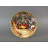 Fruit-decorated cabinet plate by D. Bowkett (ex. Royal Worcester artist)