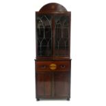 A circa 1900 mahogany secretaire bookcase, 78cm wide x 208cm high