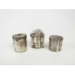 A collection of three 19th century Dutch silver spice boxes