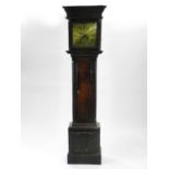 An 18th century oak, 8-day, longcase clock, with a 12" brass dial engraved with floral spandrels and